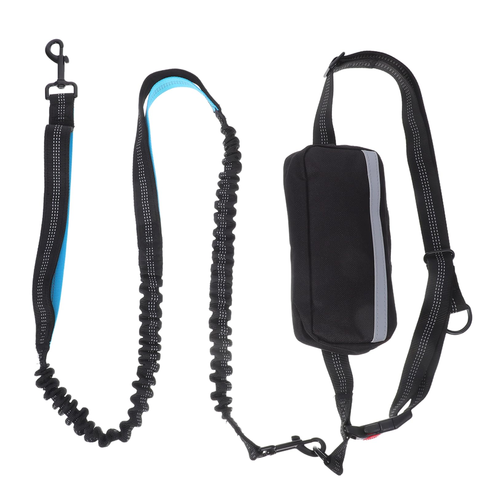 Hundejogging Hüftgurt mit Bungee Leine, 1 Satz aus Polyester, Schwarz | Stoßdämpfende Ausführung, mit Hüfttasche, für Outdoor Aktivitäten und Parkstrolls