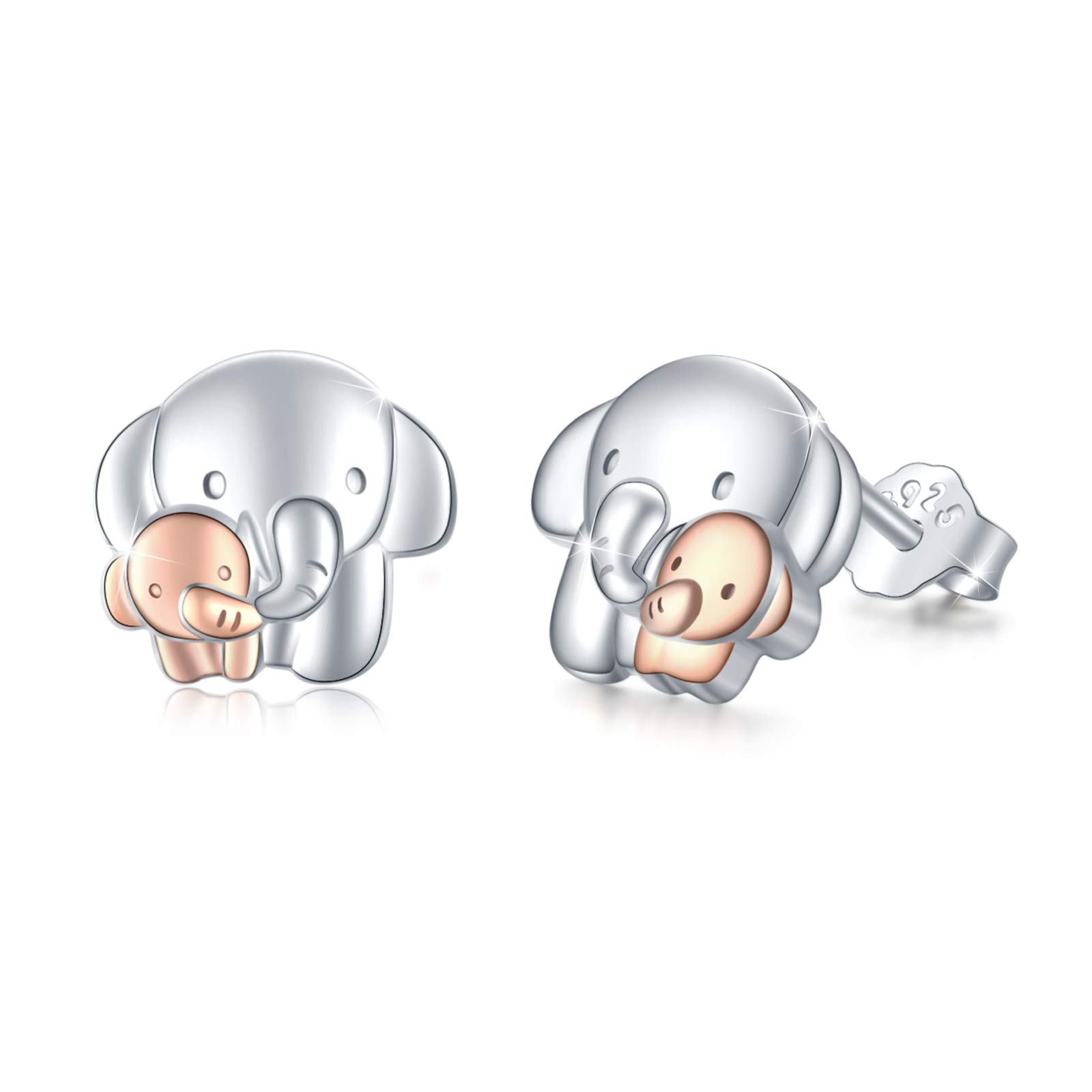 Elephant Earrings Sterling Silver Animal Stud Earrings for Women Lucky Elephant Hypoallergenic Earrings Mother's Day Gifts for Girls Kids