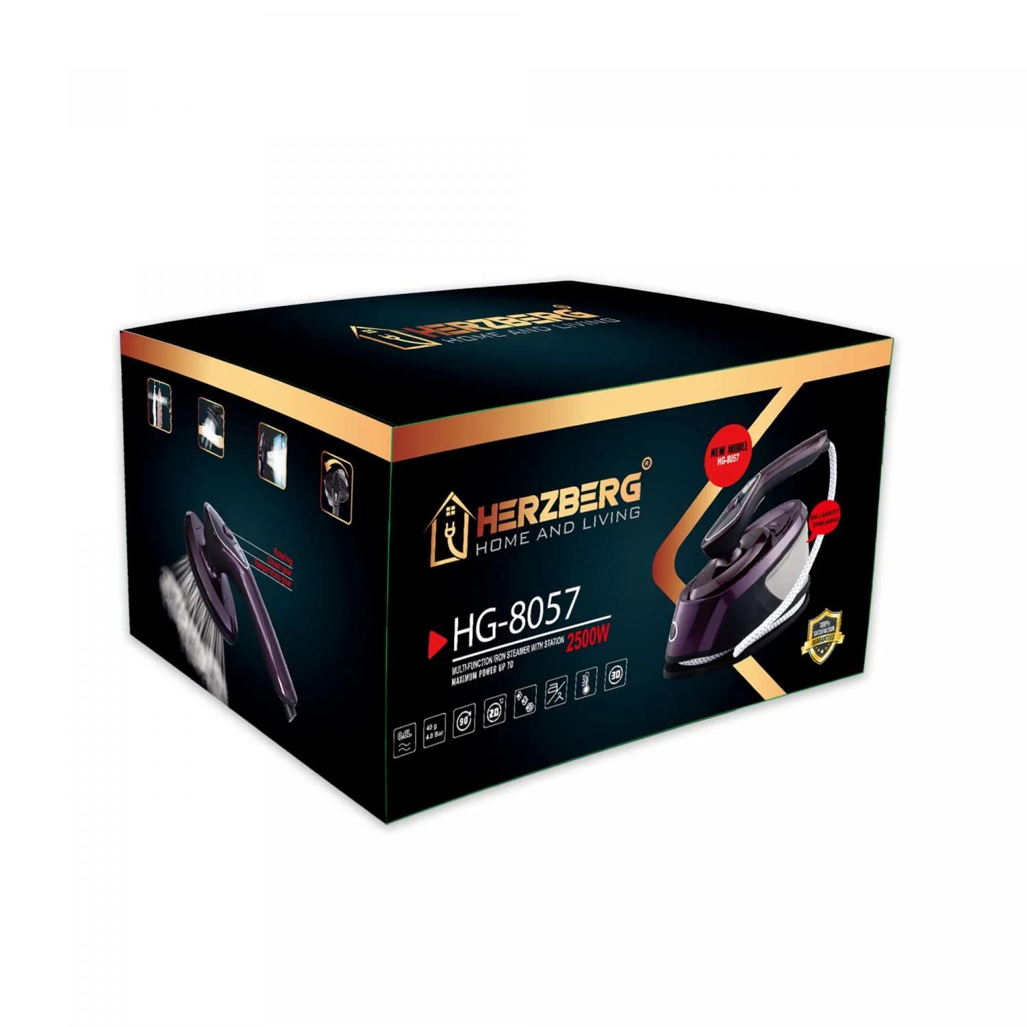 Herzberg Stiratrice, sgrassatore Senza Fili, Stiratura Verticale, Vapore Multifunzione, con Stazione 4,5 Bar, HG8057
