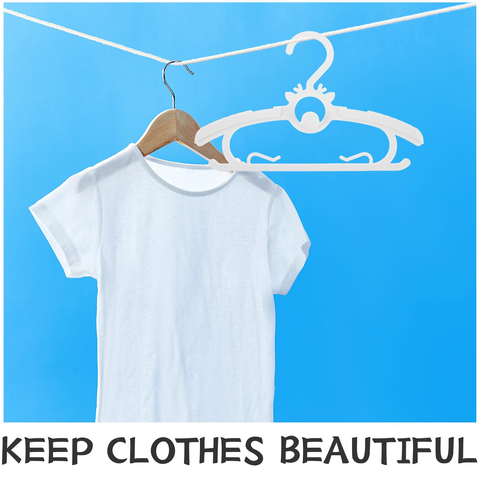 YARNOW 30 Piezas Perchas para Bebés, Perchas para Pequeños Extensibles de Plástico Blanco, Ajustables, Telescópicas, Ahorro de Espacio, para Vestidos y Ropa, para Armario Infantil