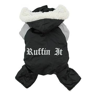 Dog Coat - Ruffin' It Snowsuit - Black & Grey - Medium (M)