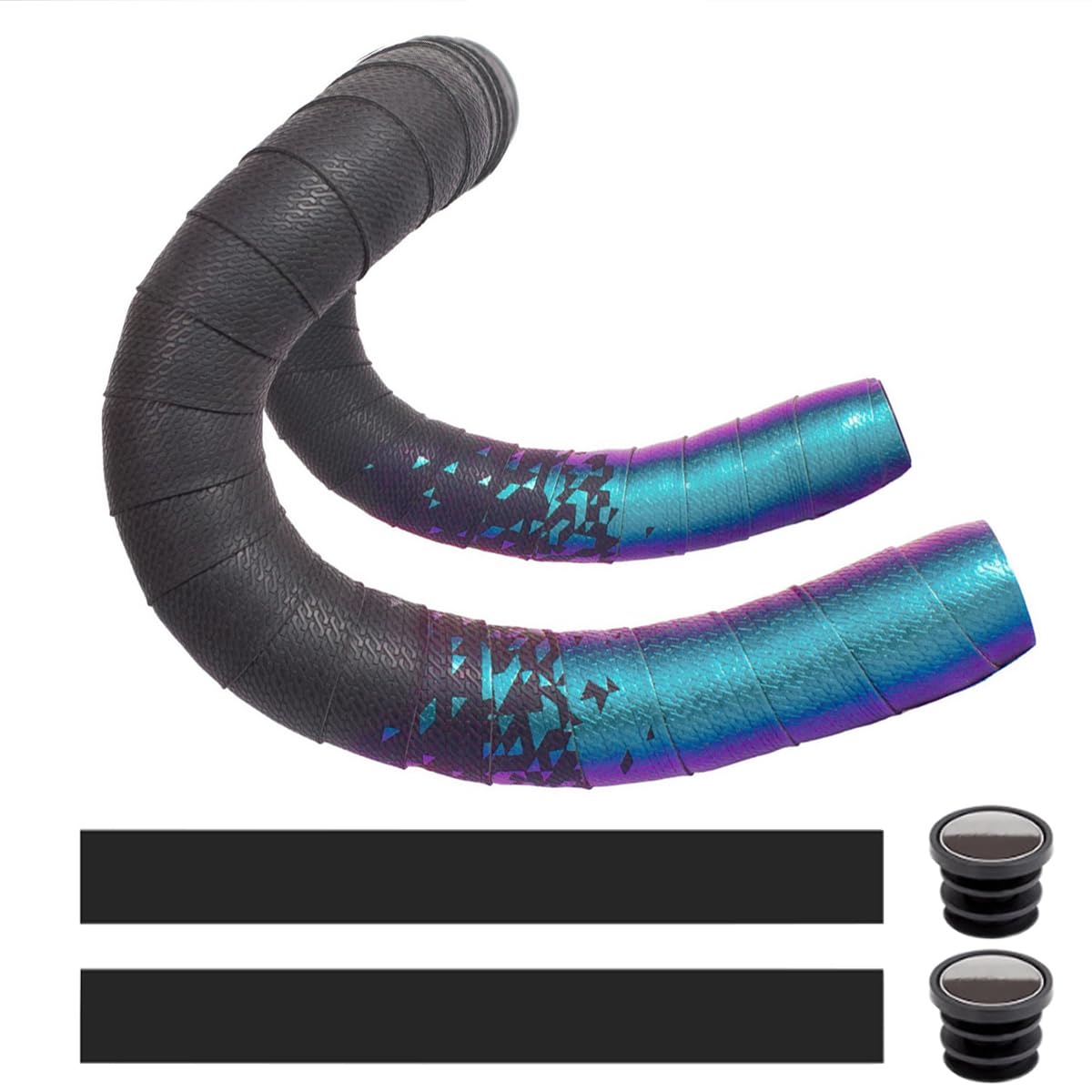 MOCNT Bicycle Handlebar Tape PU Road Bike Handlebar Grip Tape Cycling Bike Handlebar Wrap Straps Non Slip Shock Absorbent Racing Handlebar Tape Gradient Light Green Purple