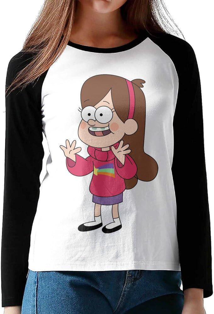 Lady Gravity Falls Mabel Pines Cotton Long Sleeve Raglan Shirt Medium Black