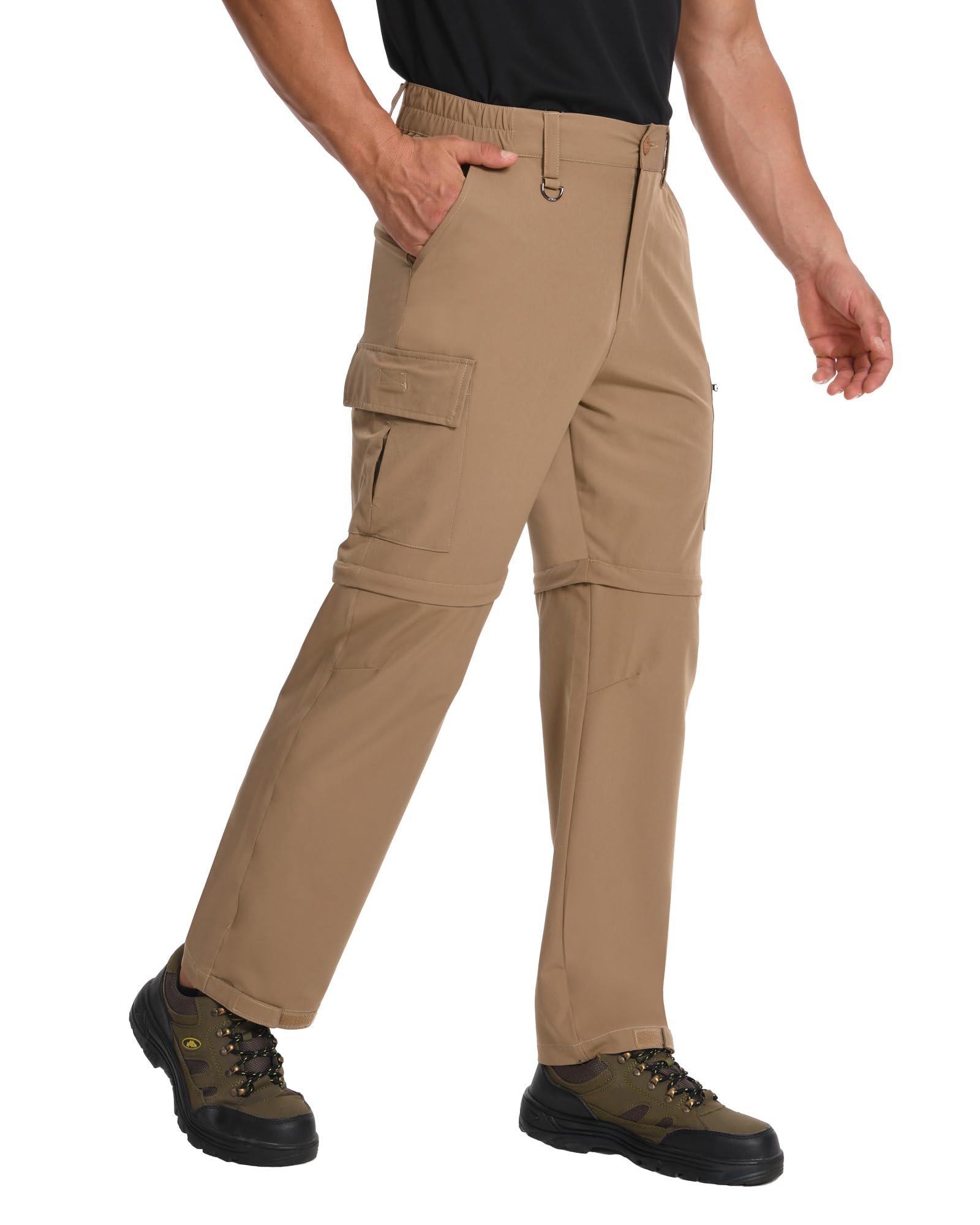 Pantalones de senderismo para hombre, convertibles, de secado rápido, con cremallera, tácticos, resistentes al agua, ligeros, con 6 bolsillos