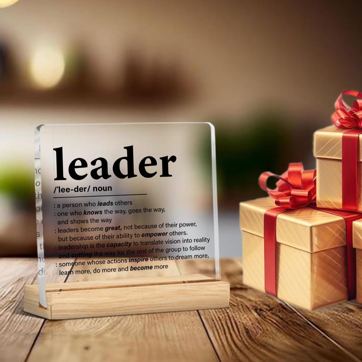 Leadership Gifts for Women Men, Thank You Appreciation Gift for Leader Manager Boss, Inspirational Leader Plaque Clear Acrylic Decorative Sign for Office Desk Decor, 4 x 4 Inches - Image 7
