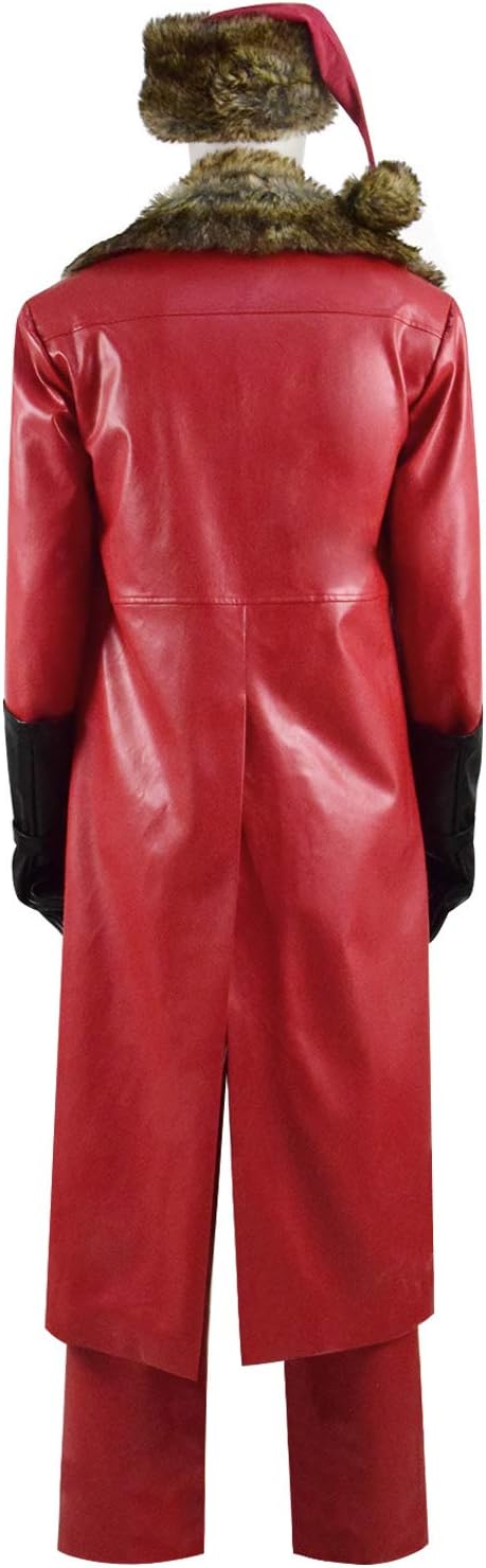 Men'sThe Christmas Chronicles Santa Claus Red Shearling Coat Outfit Deluxe Version Cosplay Costume - Image 2