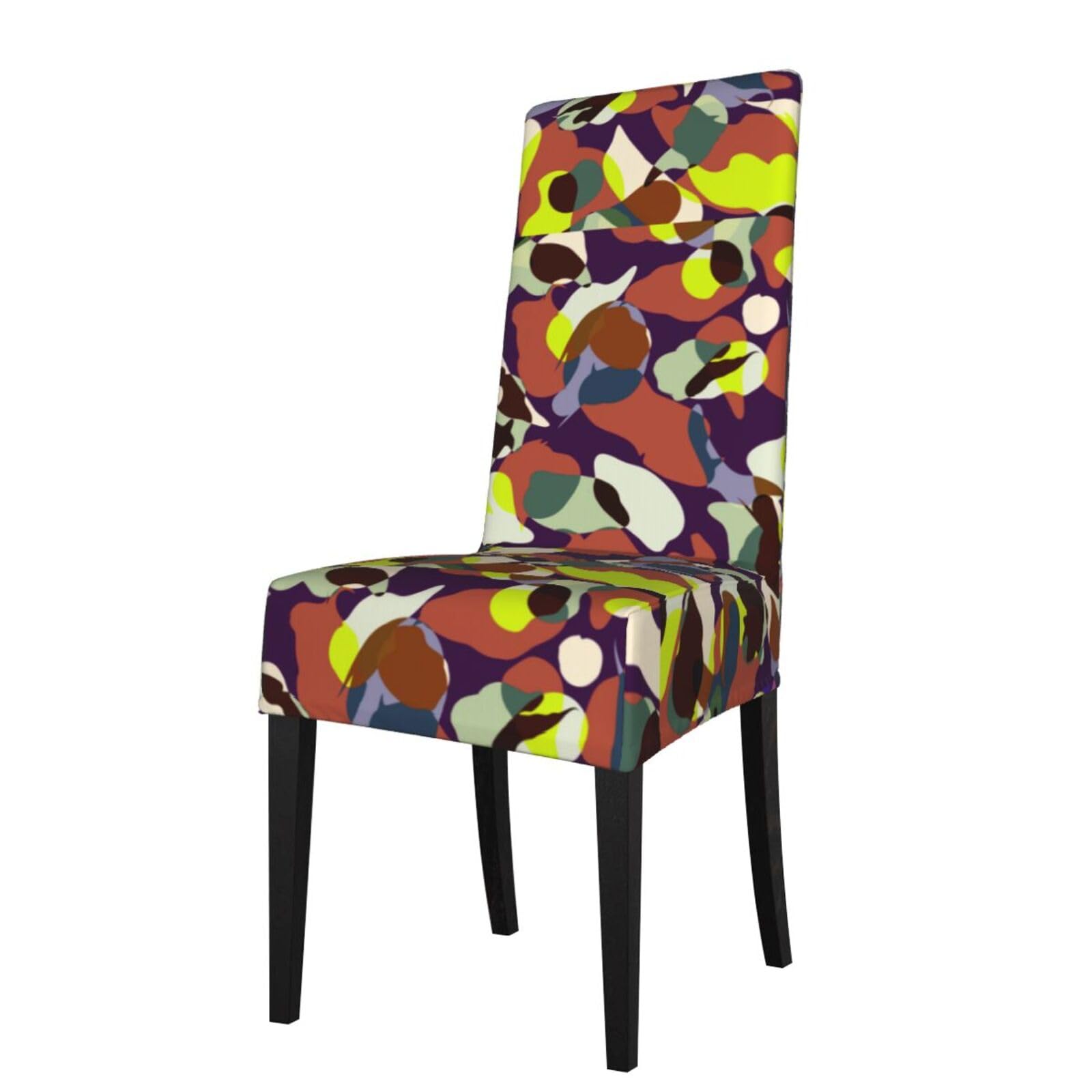 LKYMOH Multicolor Camouflage Print, Chair Covers Stretch Chair Slipcovers for Dining Room, for Party Pet Protection Universal Fit Soft Polyester