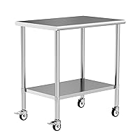 Vista 1 de Mesa de trabajo de acero inoxidable con ruedas, mesa de preparación de cocina NSF de 24 x 36 pulgadas con estante inferior ajustable