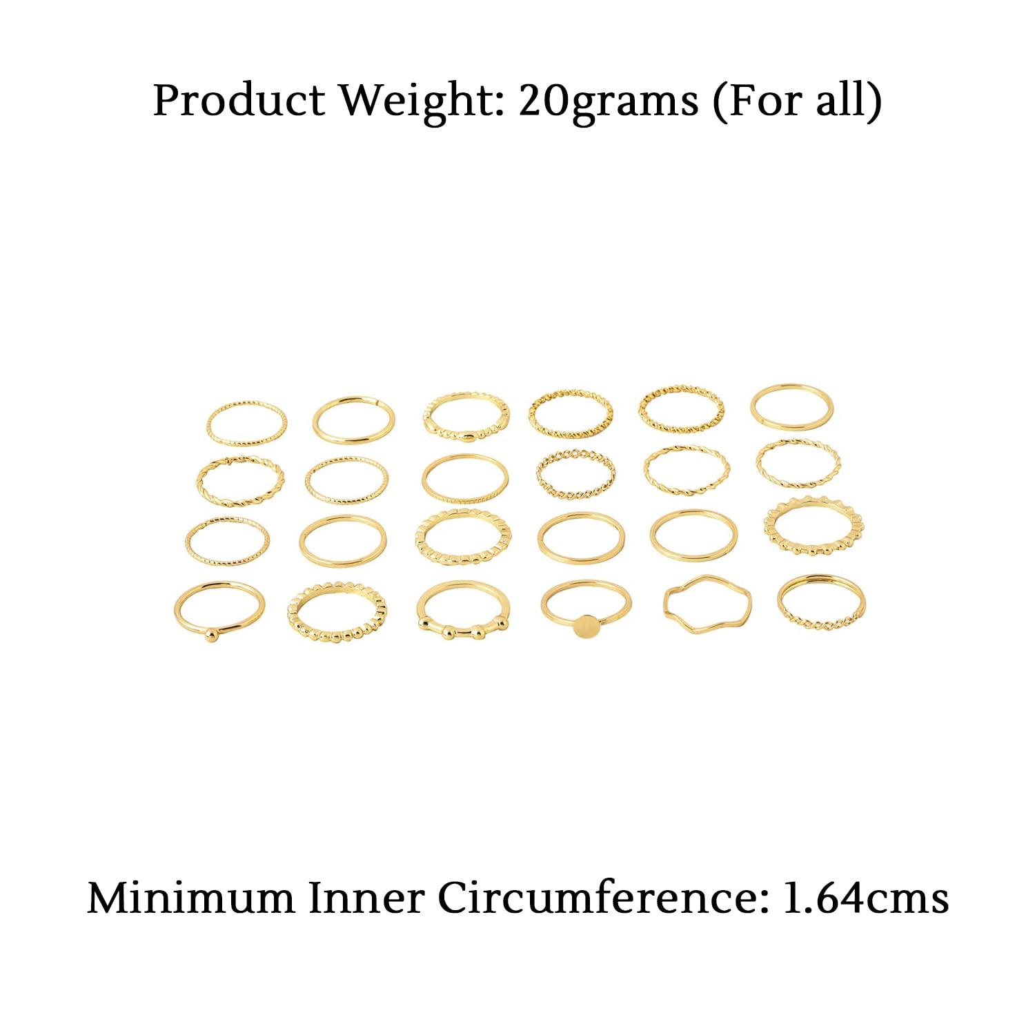Knuckle Ring Set Combo Plated 24 Pcs Birthday
