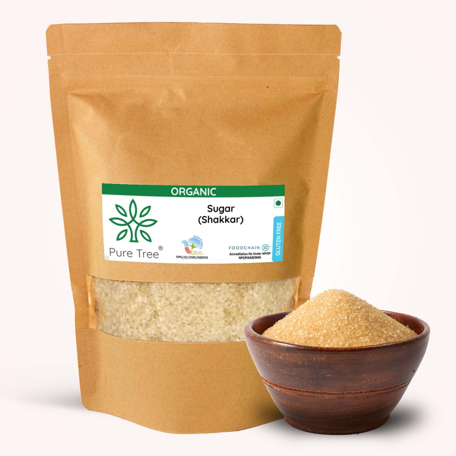 Certified Organic Sugar | 850 g | Sulphurless Cheeni, Shakkar | Gluten-Free Chini Processed From Sugarcane