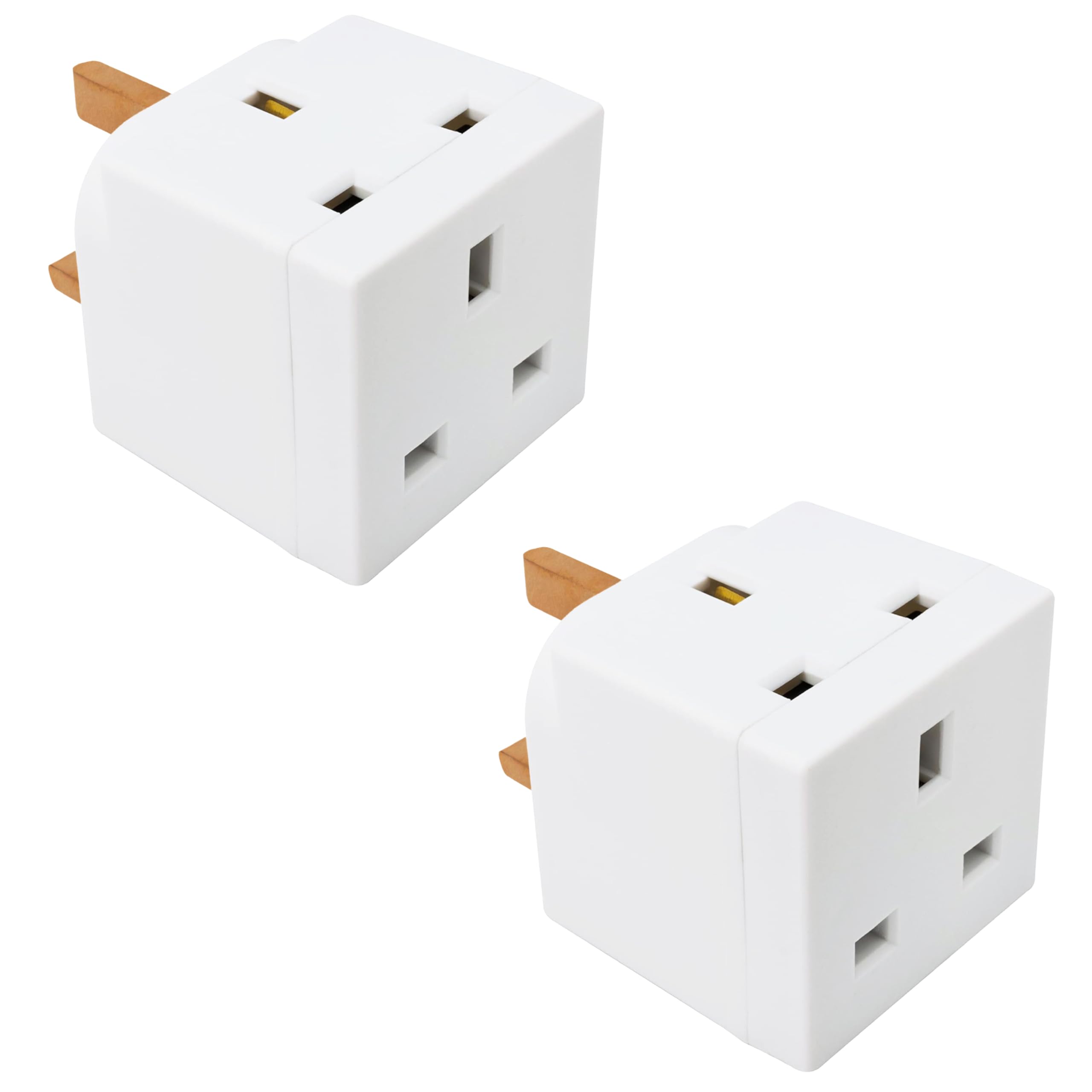 Double Dragon 2-Pack 13A 2-Way 3-Pin Multi Plug Adapter | Converts 1 Plug into 2 | Cube Wall Socket Splitter for Multiple Connections | Child Safety Shutters | UKCA & CE Certified