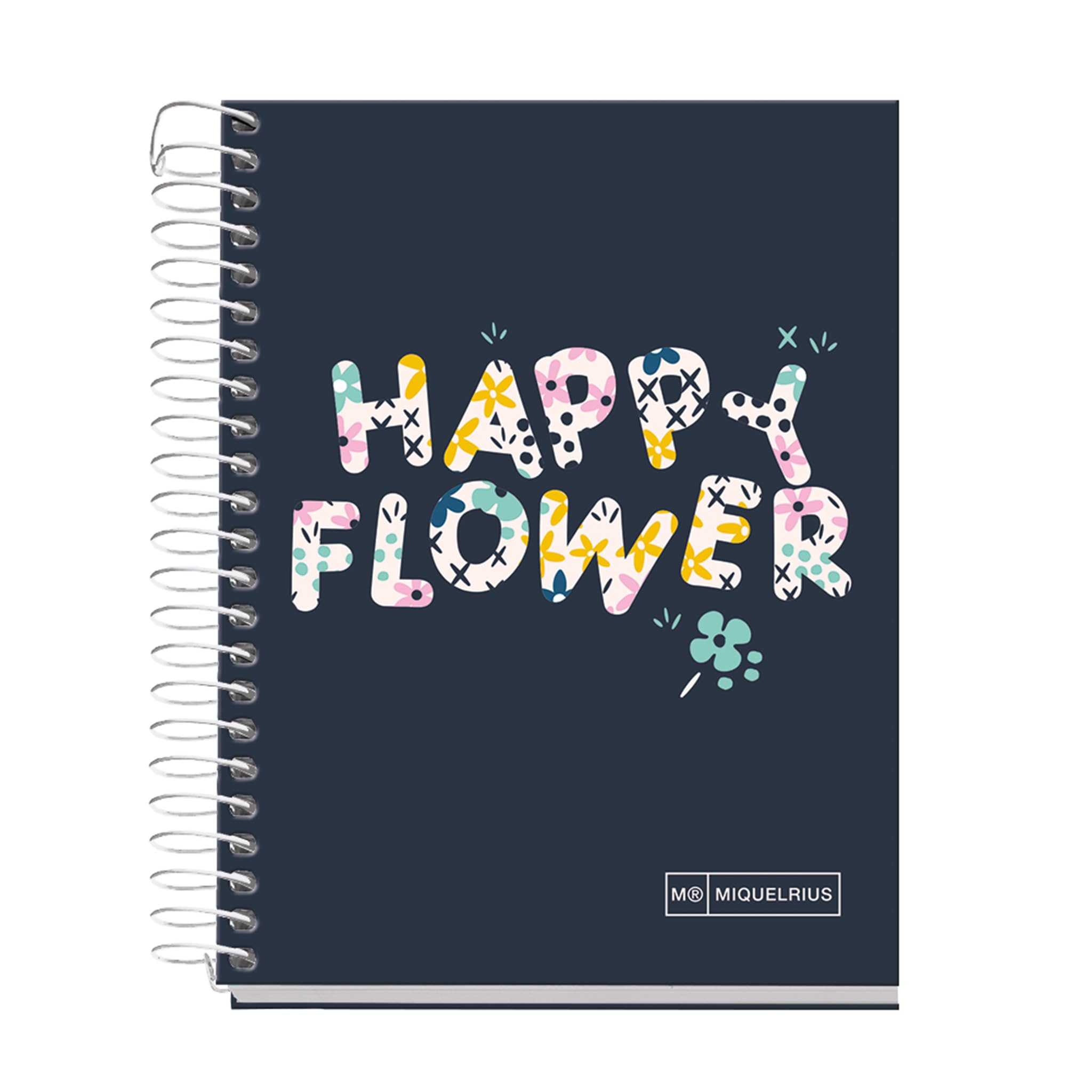 Miquelrius A6 Notebook 5mm Squared Hardcover Notebook A6 120 Sheets Micro-Perforated Notebook A6 with 4 Colours to Organize Extra Opaque Paper 70gsm No Drilling