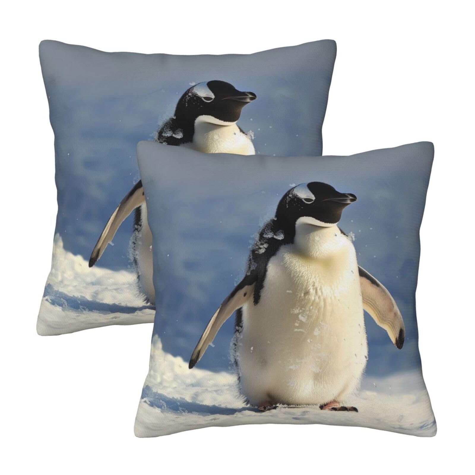 kkvhhyuo Cute Penguin Print Pillow Covers Set of 2, Square Decorative Cushion Covers with Hidden Zipper, Throw Pillow Cases for Living Room Sofa Bed Chair, 50x50 cm
