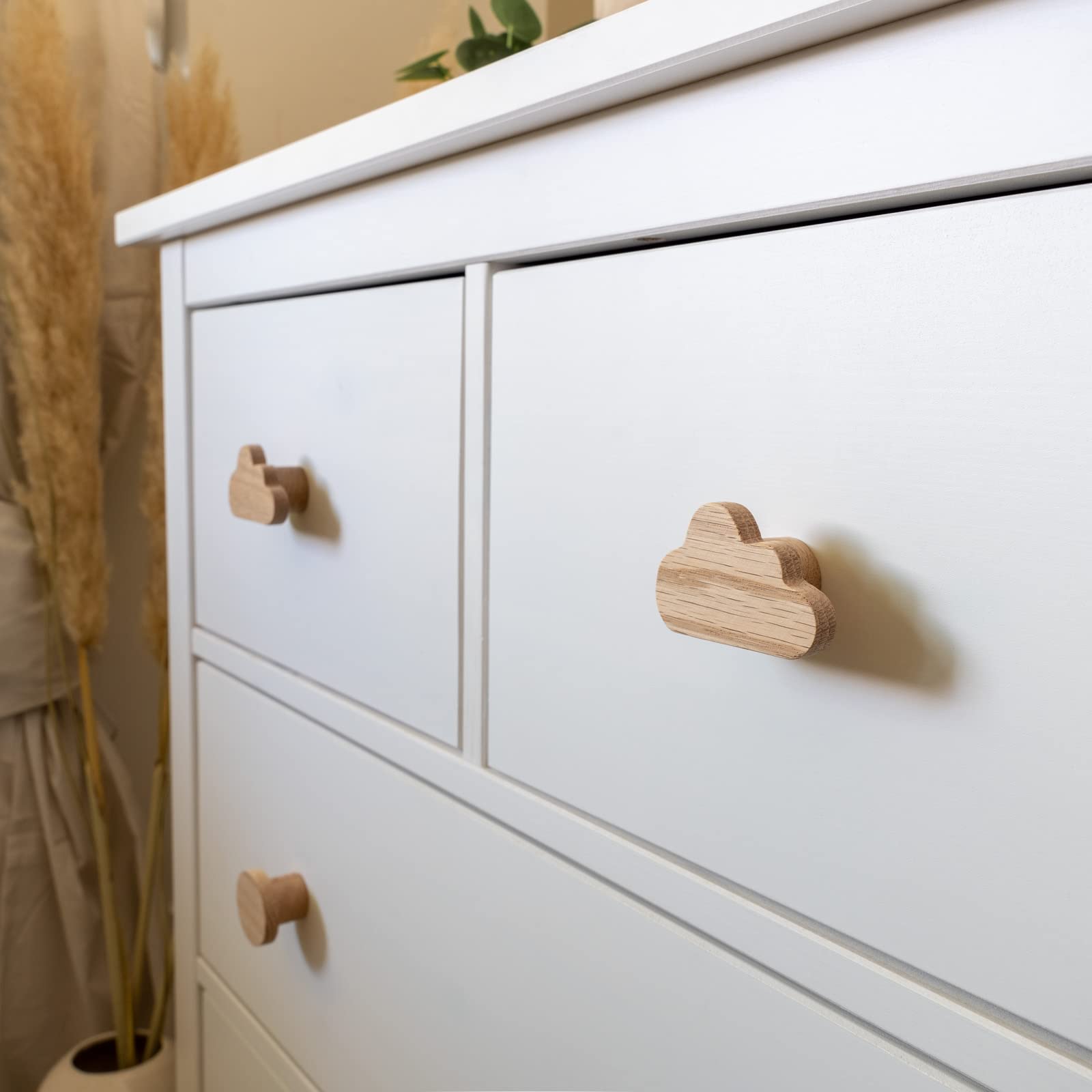 4 maniglie per mobili per cameretta dei bambini in legno di quercia non trattato a forma di nuvola pomelli adatti per comò per armadio per cassetti per cameretta dei bambini idea regalo (4 nuvola)