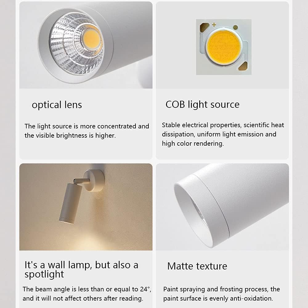 Wall Lamp 5W Led Bedside Focused Mount Reading Light Bedroom Simple Fixture Headboard Lighting/White