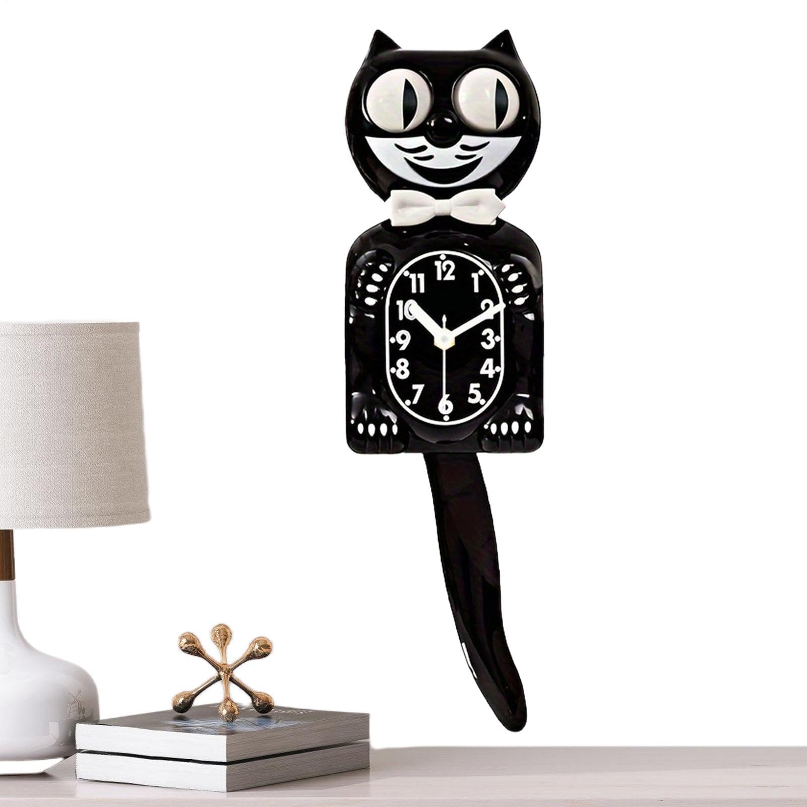 Horloge chat noir décorative pour salon moderne et chambre à coucher paisible
