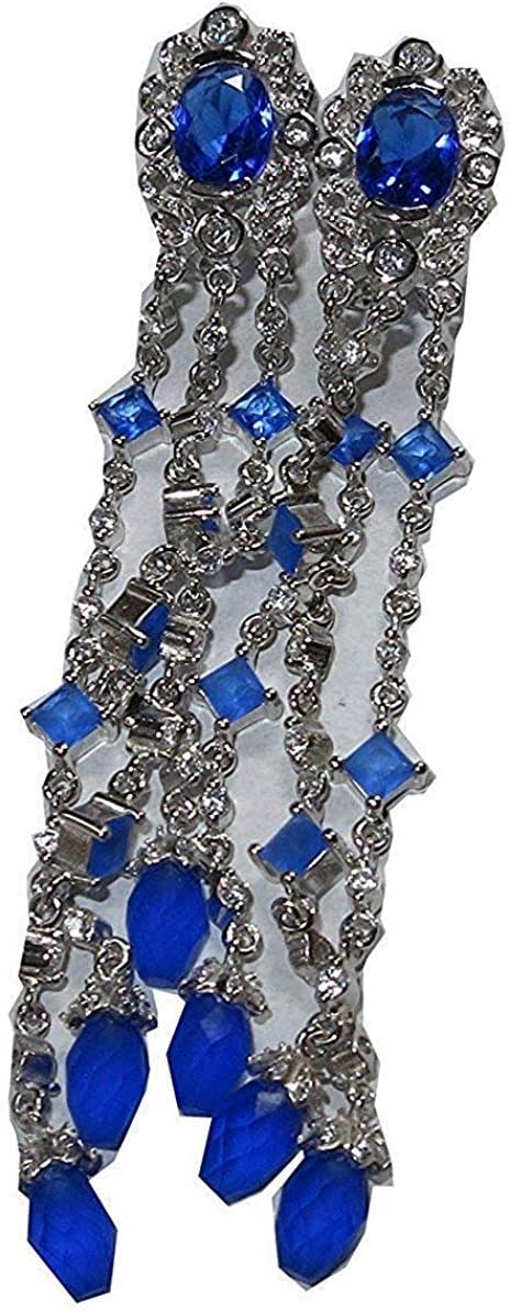 Earrings with Blue and White Stones in Silver