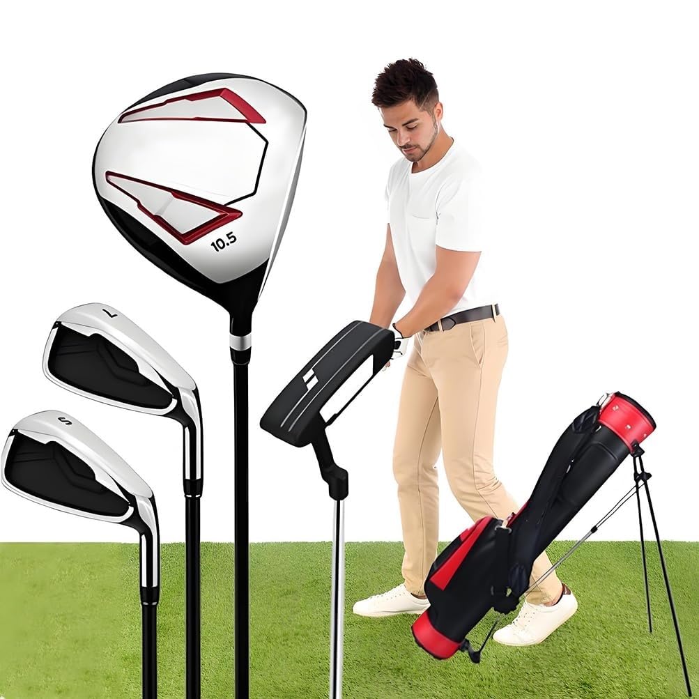 Golfschläger-Set für Herren, 4-teilig, inklusive Titan-Treiber, Eisen 7/S, Fairway-Holz und Putter, komplettes Golfset mit Tasche für Outdoor-Sportarten