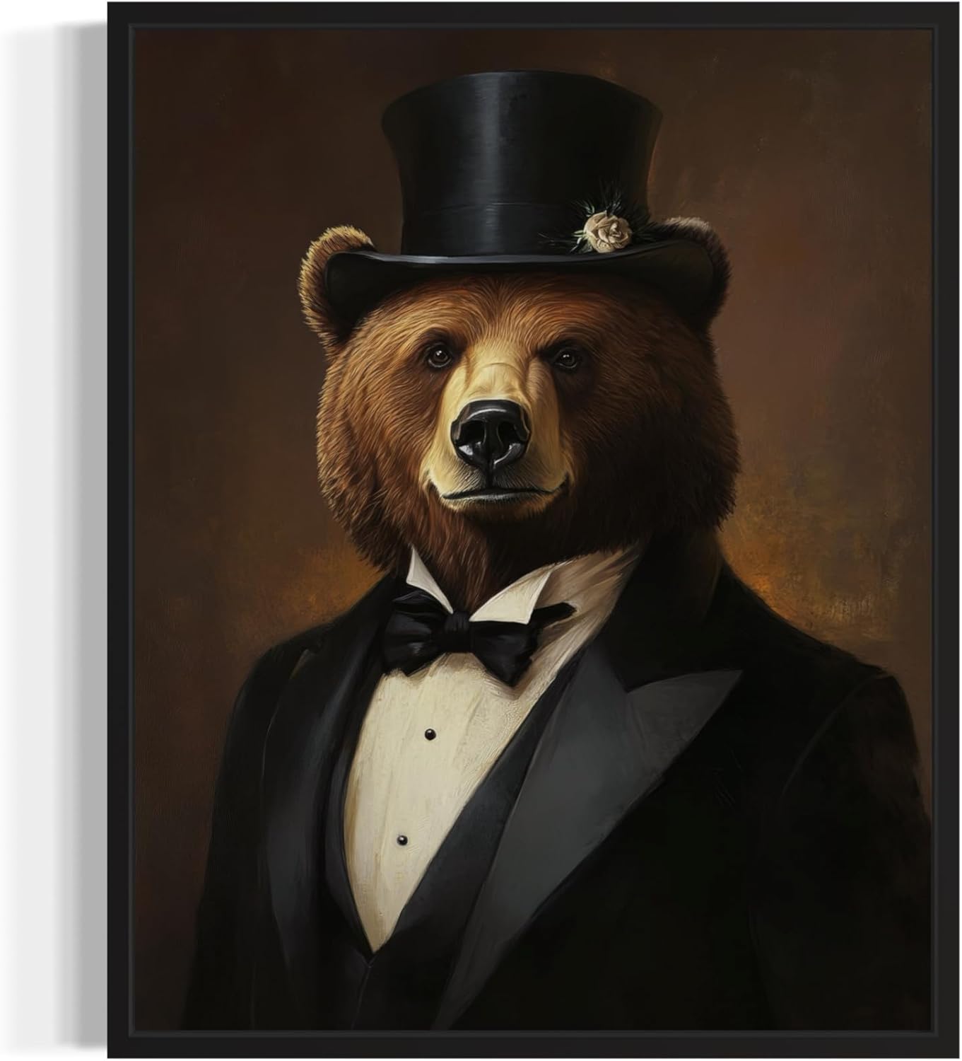 Gorilla in Tuxedo Poster Art Print, Animal Portraits Humor Wildlife Artwork Wall Art for Bedroom, Living Room Decor Prints Gallery 139 (Gorilla, 16 x 20 inches, Black Frame)