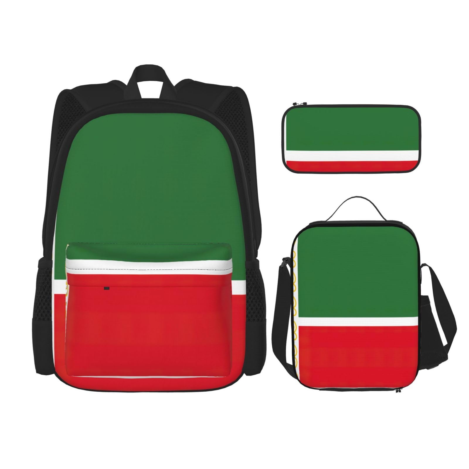 Flaga Republiki Czeczeńskiej plecak dziecko chłopcy dziewczęta pudełko na lunch szkoła torba zestaw uczniów szkoły student prezent, Czarny, One Size, Bagaż