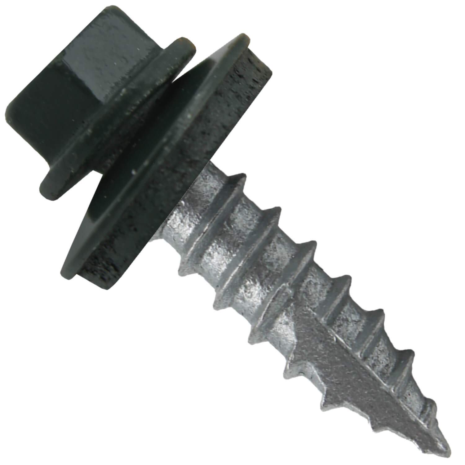 Hartford Green Hex Head Sheet Metal Roof Screws: (250) 1" Self-starting/Tapping Screws with EPDM Washer for Corrugated Roofing