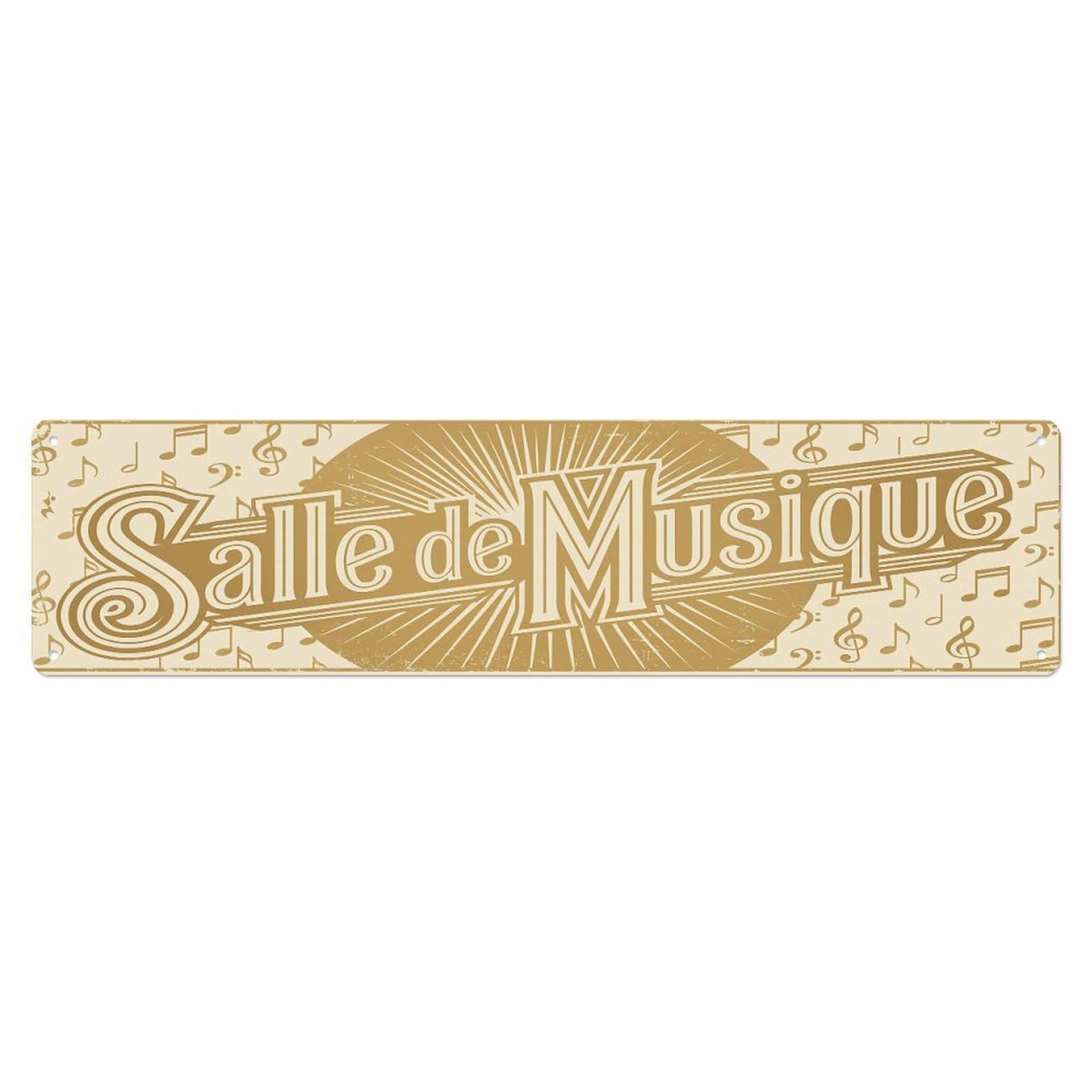 Vintage Salle De Musique Text Note Metal Tin Sign