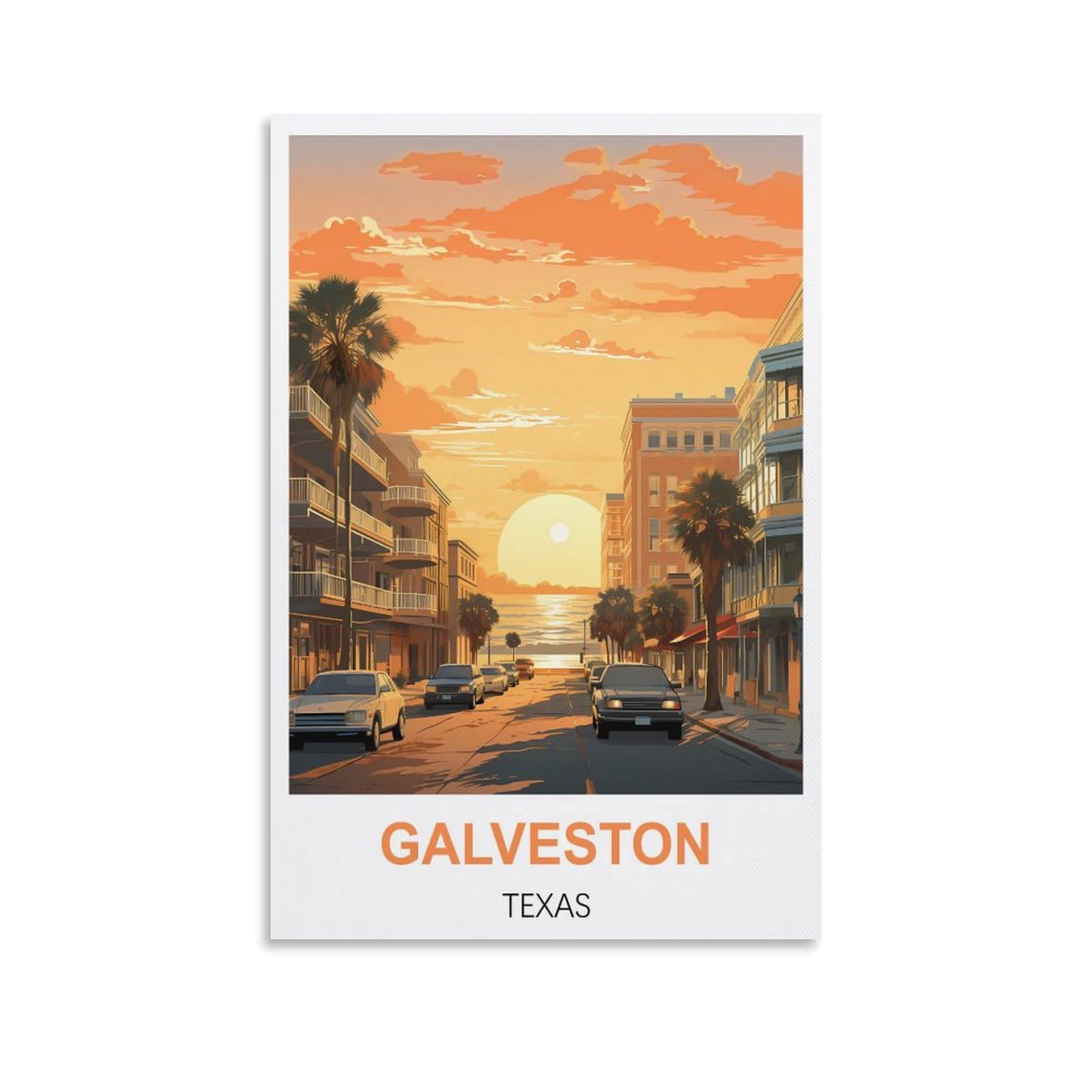 Vintage Tin Signs Galveston Texas,Wall Poster Retro Tin Sign Metal Plaque for Bar Wall Decor Home Living Room Wall Art Decor 30x40cm