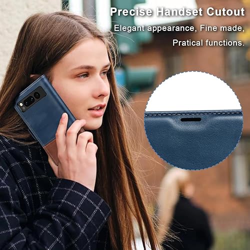 Miniatura 6 de KEZiHOME Funda para Google Pixel Fold, piel auténtica bloqueo RFID Funda tipo cartera con ranuras para tarjetas, soporte para teléfono con tapa para