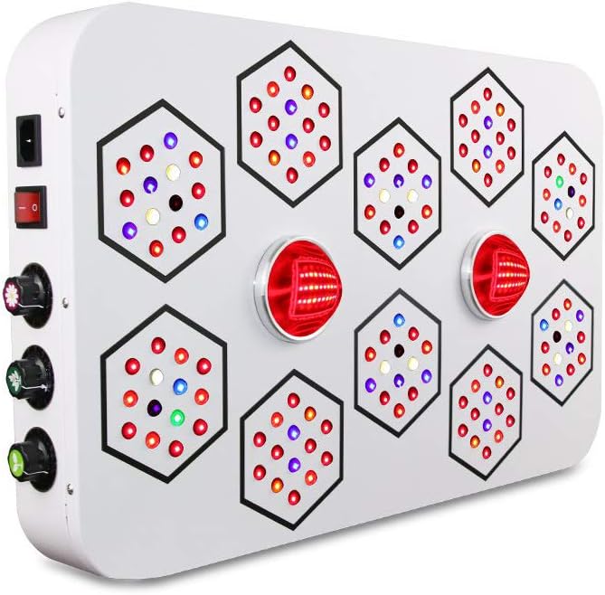 Professional HIGH Yield 900W COB Grow Light Full Spectrum Including UV IR Optical Convex Lens Dimmable LED Growing Lamps for Hydroponics Greenhouse Garden Growing Indoor Planting (A900)