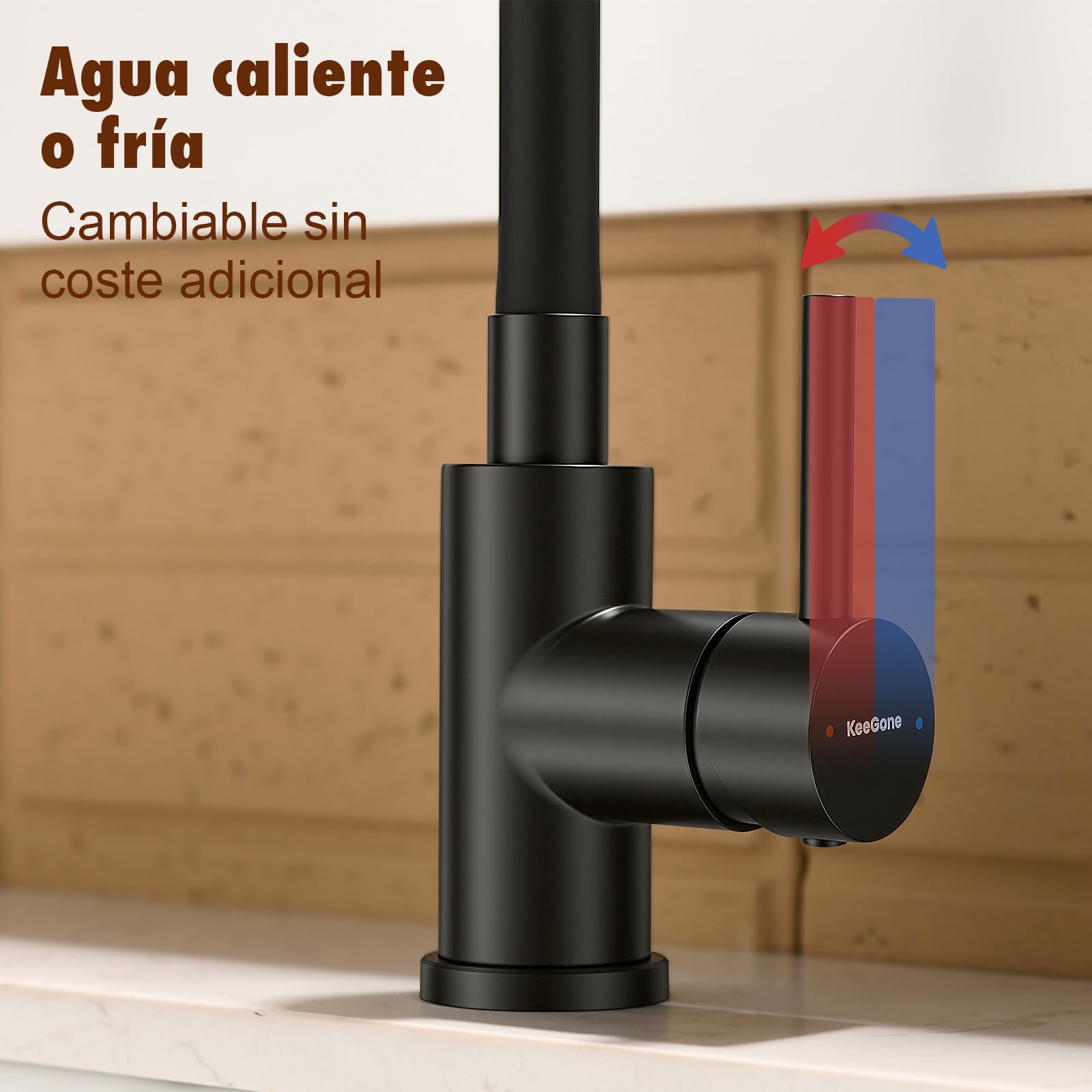 Grifo de Cocina Negro Cabezal Rociador Flexible, Extraíble Ahorrar Agua | Acero Inoxidable, Mezclador Giratorio de 360°, Aireador