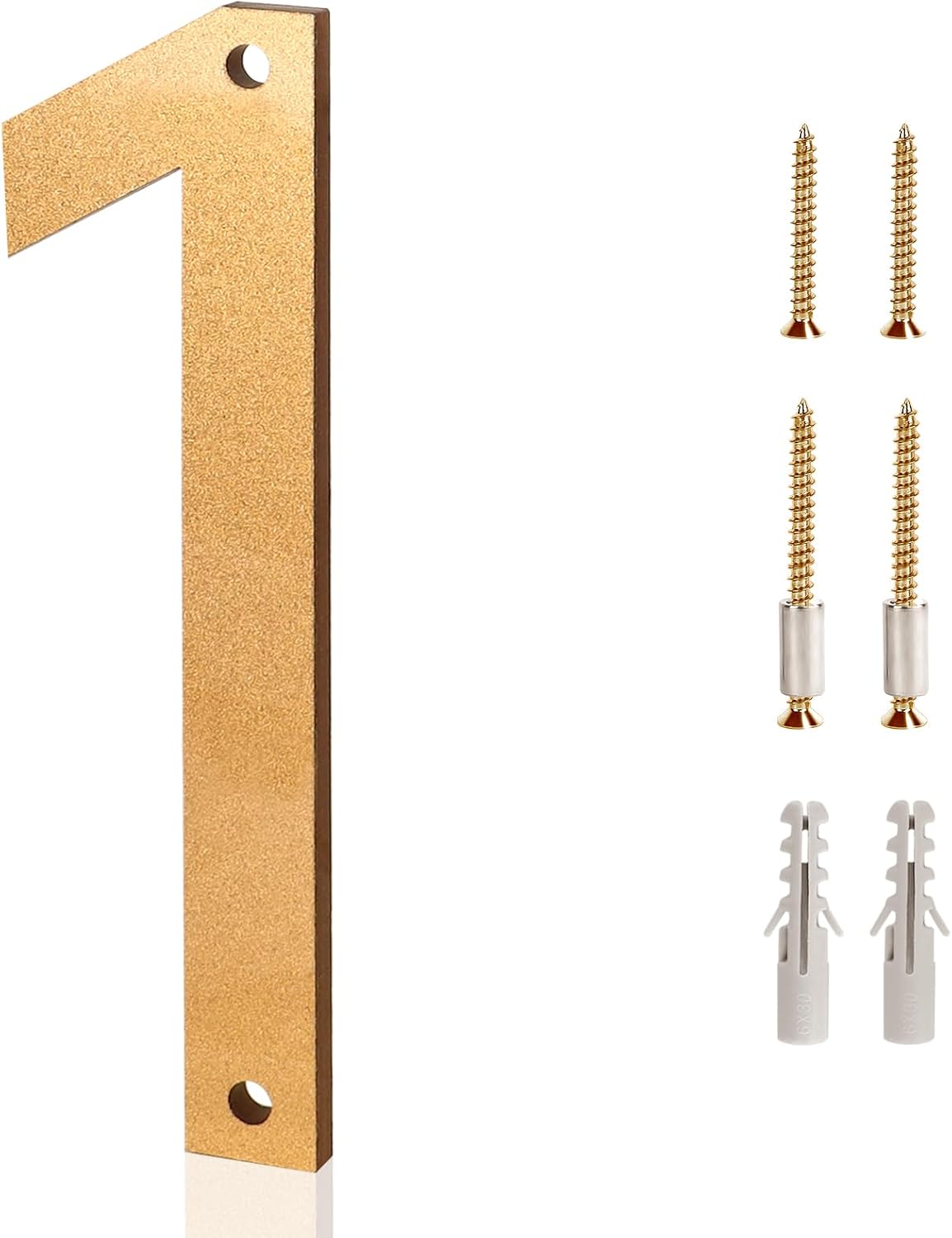 Gold 5 Inch Modern House Number 1, Easy Install Matte Drill Acrylic Mailbox Numbers, Address Signs for Exterior Doors, Apartments, Doors, Hotels