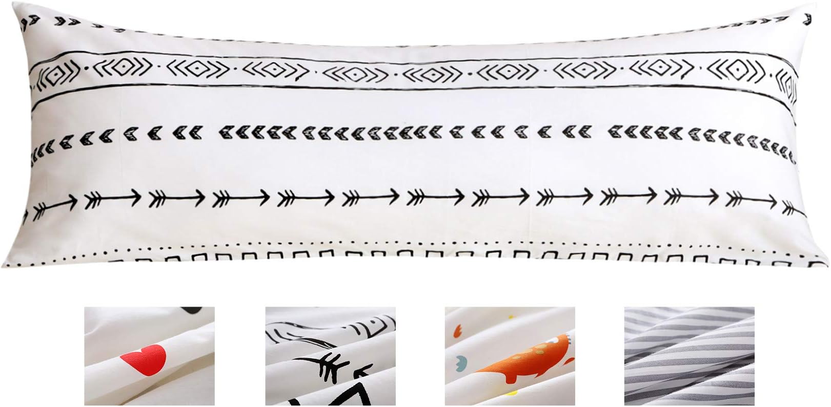 KWLET Body Pillow Pillowcase Cotton 21"X 54" Body Pillow Cover with Zipper Body Pillow Case Body Pillow Cover/Case Replacement with Hidden Zipper Long Body Pillow Case Fish Bone
