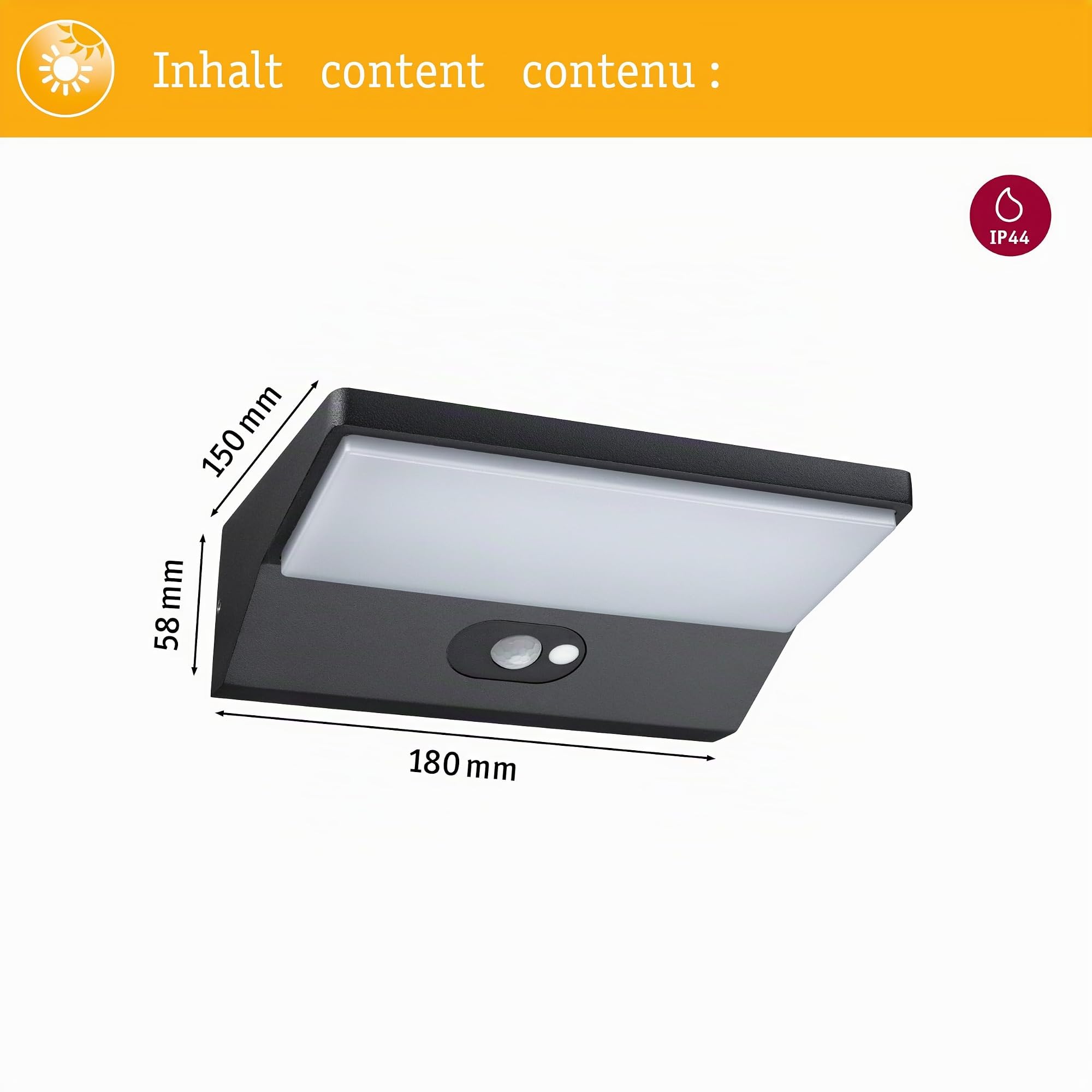 Paulmann 94335 LED Außenleuchte Solar Außenwandleuchte IP44 incl. 1x3,4 Watt Dunkelgrau Außenlampe Aluminium 3000 K