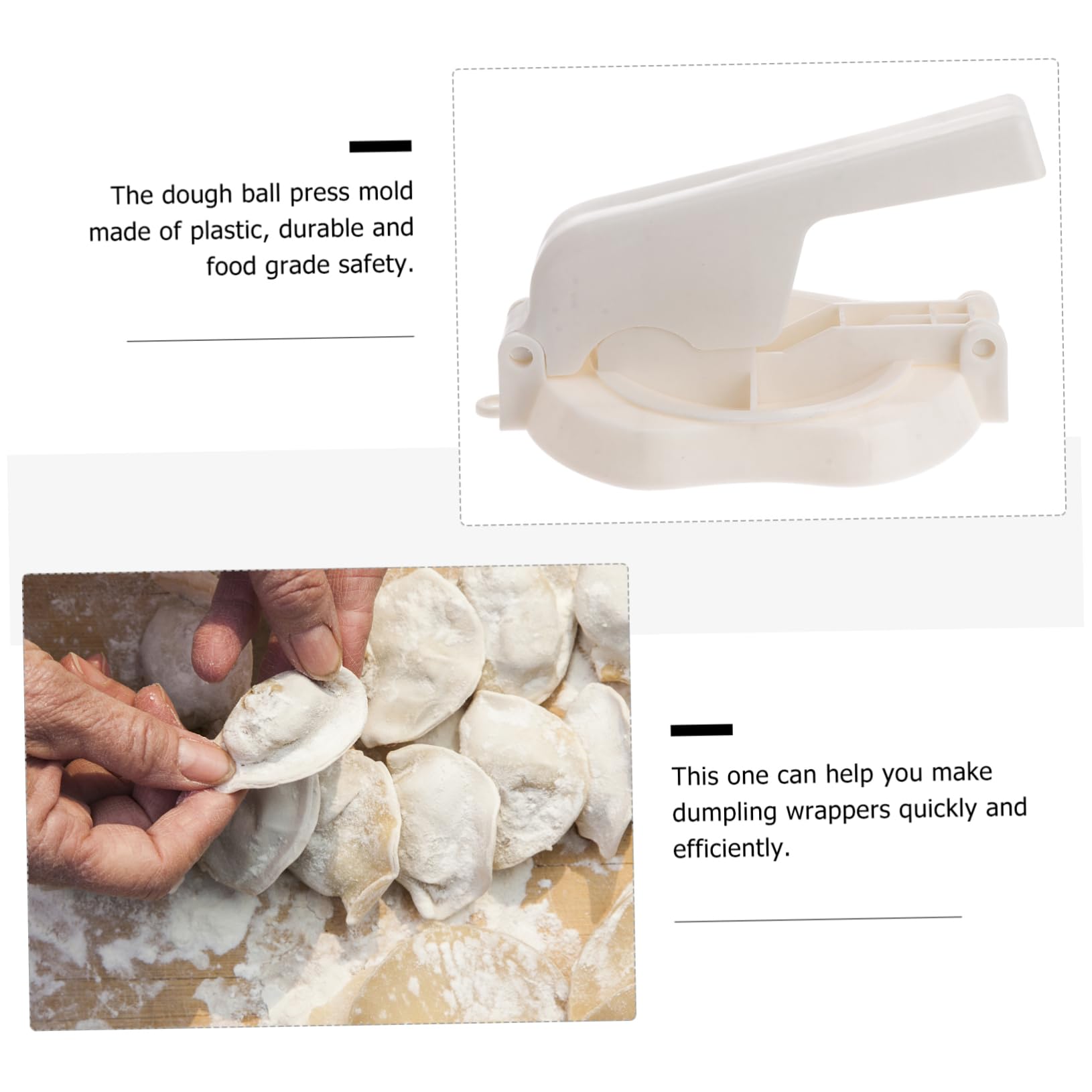 BRIGHTFUFU 1Pc Manual Dough Ball Press Easy Clean Dumpling Skin Maker for Wontons Biscuits Convenient Dough Presser for Home Cooking Kitchen Use present