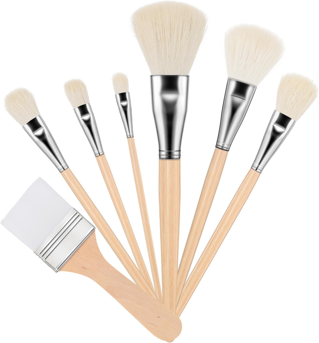 7 Pcs Mop Brush for Painting Gilding Brush Versatile Mop Brushes Assorted Size Paint Brushes Set Paint Brush with Wooden Handle for Acrylic Watercolor Oil Painting Face Body Art