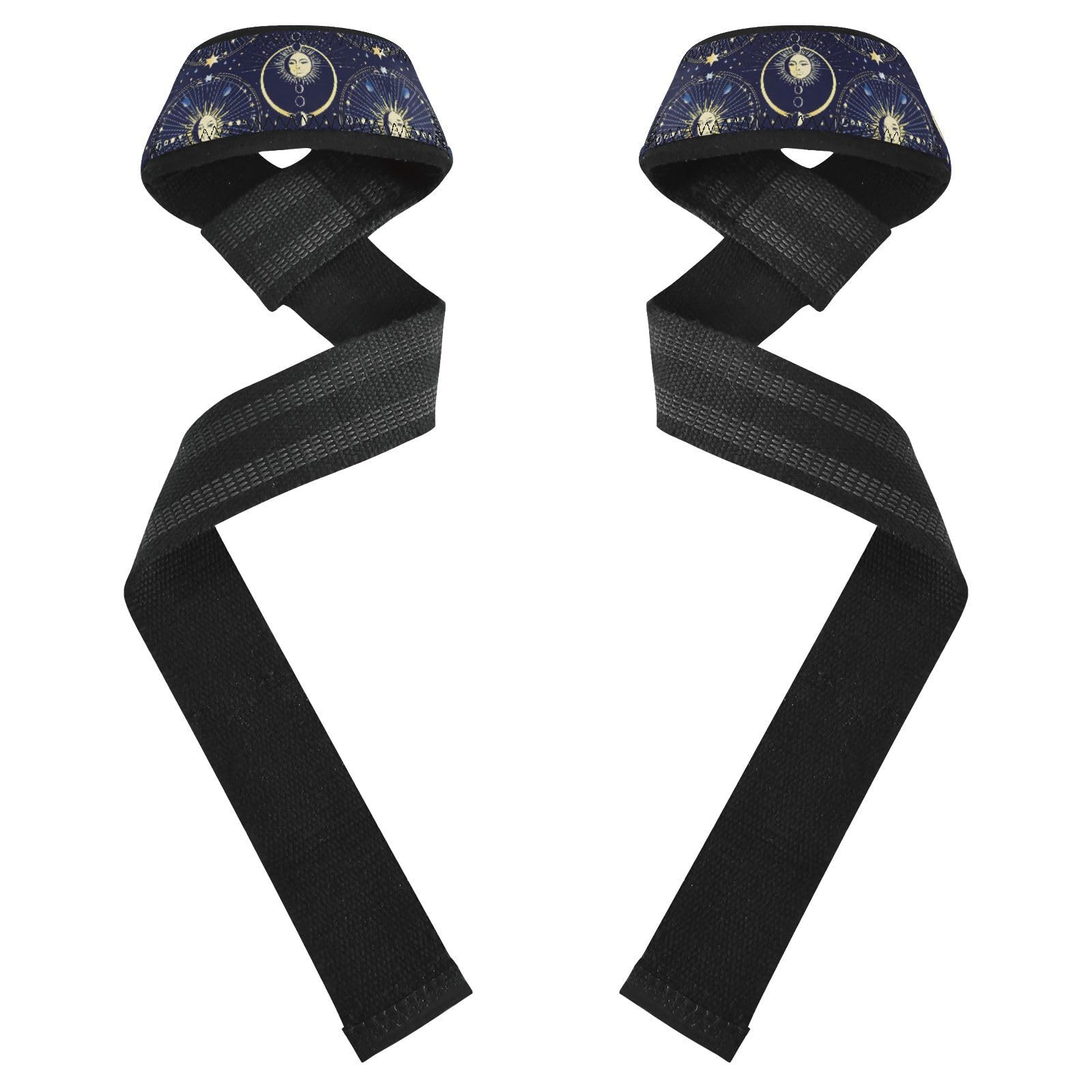 Weight Lifting Straps Sun Moon Celestial Body Pattern Support Padded Neoprene for Bodybuilding Weightlifting Workout,Soft Cotton, Strength Training Gym Fitness