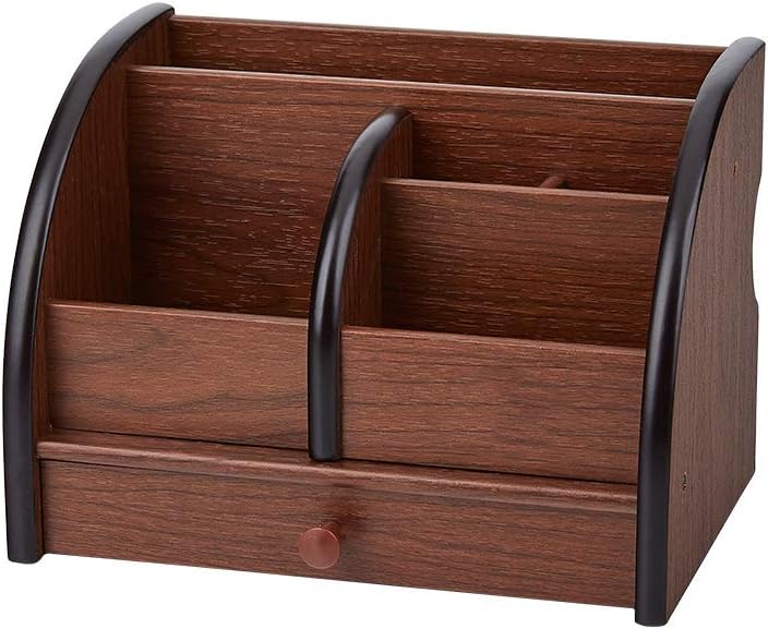 Wooden Revoling Office Supply Caddy Desk Pencil Holder Storage Wood Spinning Desktop Organizer Remote Control holder Supplies Storage Rack(360 carousel) : Office Products