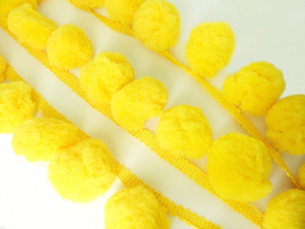 DIYcraft LEMON YELLOW Giant Pom Pom Fringe Fluff Ball Dangling Trim Ruffle Lace Embellishments