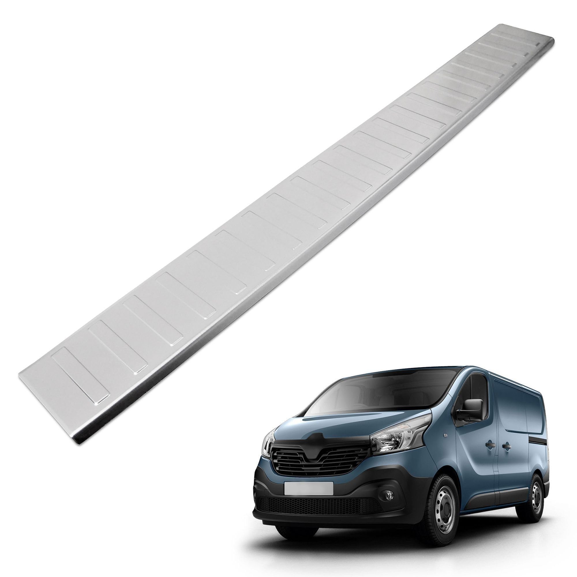 CHROMEMASTER| Protezione paraurti Posteriore, fino a 134 cm | Compatibile con VW T6, T6.1 2015-| Acciaio inossidabile INOX spazzolato | Protezione paraurti protegge la vernice del paraurti dai graffi