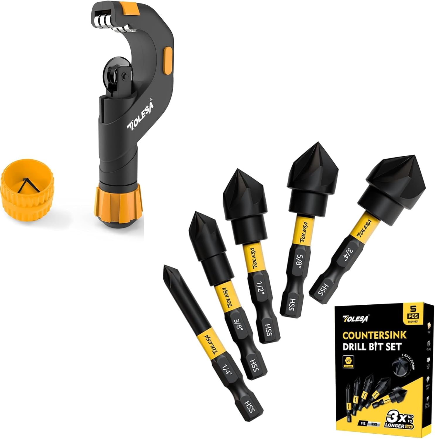 TOLESA Pipe Cutter Tool & 5PCS Countersink Drill Bit Set