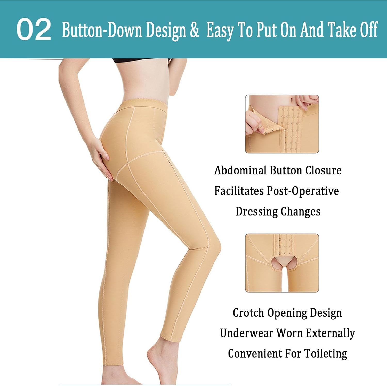 Stage 1 High-Waist Compression Leggings for Women Liposuction Postpartum Thigh Shaper Open-Crocth Butt Lifter Pants