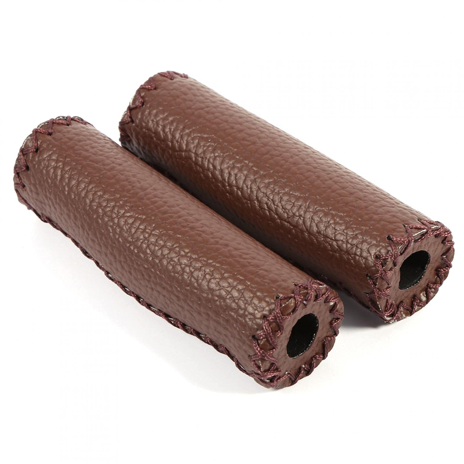 Alomejor Coffee Leather Bicycle Grips Biking Bicycle Grips Bike Artificial Leather Retro Grip Handle Cube Cycling Cover Bicycles Handlebar Grips For Road Bike Mountain Bike(Coffee)