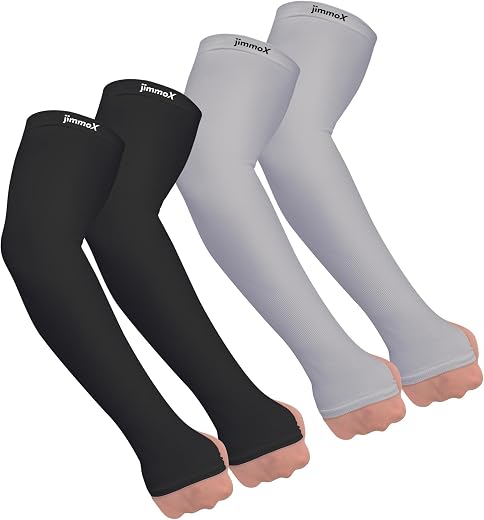 Jimmox Arm Sleeves for Men &amp; Women Sun Protection Hand Sleeves for Boys &amp; Girls with Thumb-Hole UV Protection Hand Cover f...