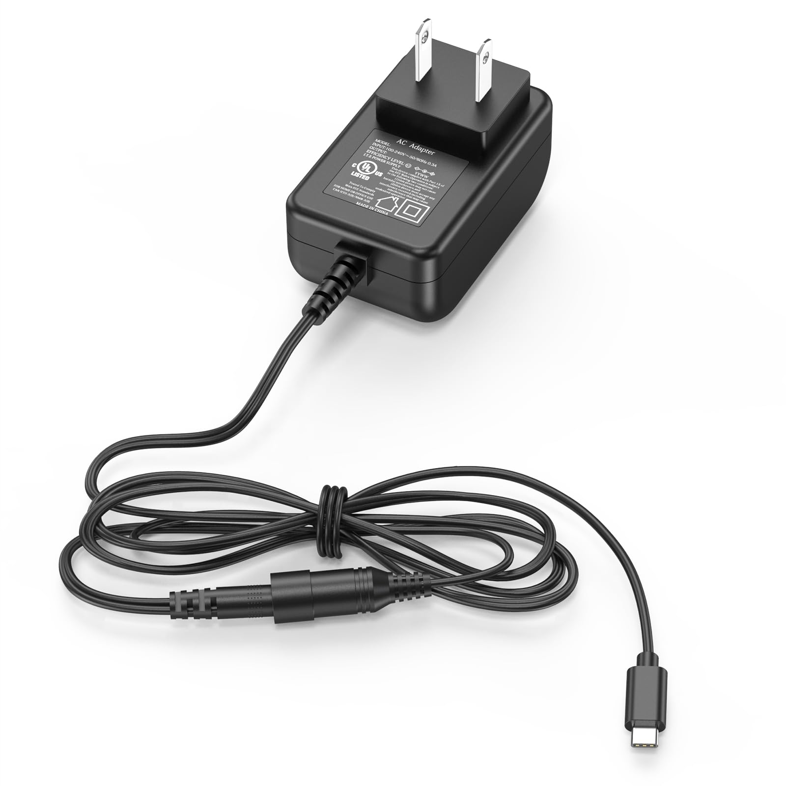 5V Type C Jump Starter Charger Replacement Fit for Gooloo Power Cord AC Adapter for Gooloo GP4000 GP3000 GP2000 Portable Car Jump Starter, Charging Plug for Gooloo 1000mA 2000mA 3000mA Peak Type-C