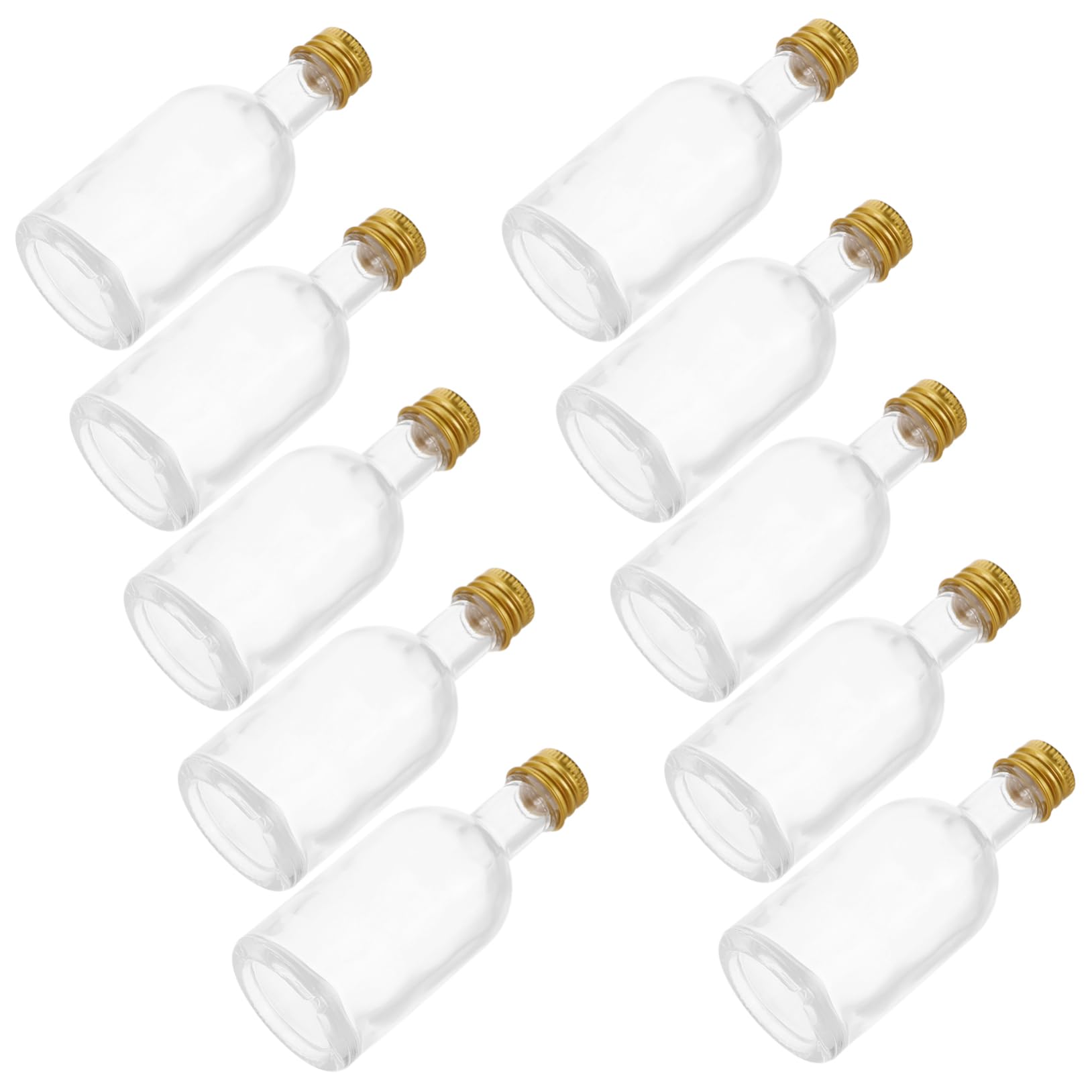GARVALON 10 Kleiner Glasflaschen mit Deckel 50ml Tragbar und Benutzerfreundlich Transparente Kleine Flaschen zum Befüllen für Reisen und Unterwegs