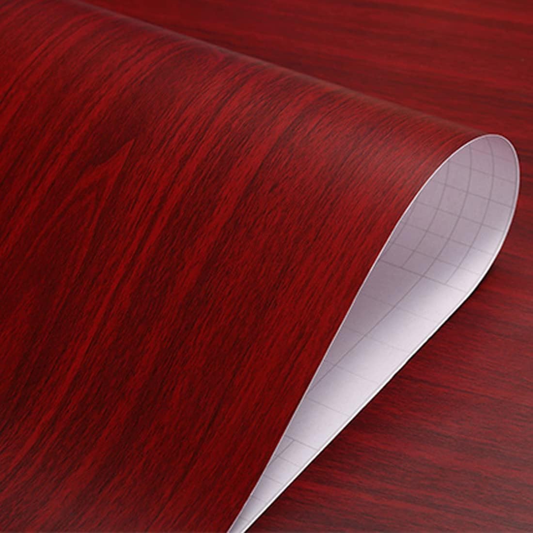 197" x 16" PVC Waterproof Self Adhesive Wallpaper Roll Furniture Cabinets Vinyl Decorative Film Wood Grain Stickers for DIY Home Decor (Red Walnut)