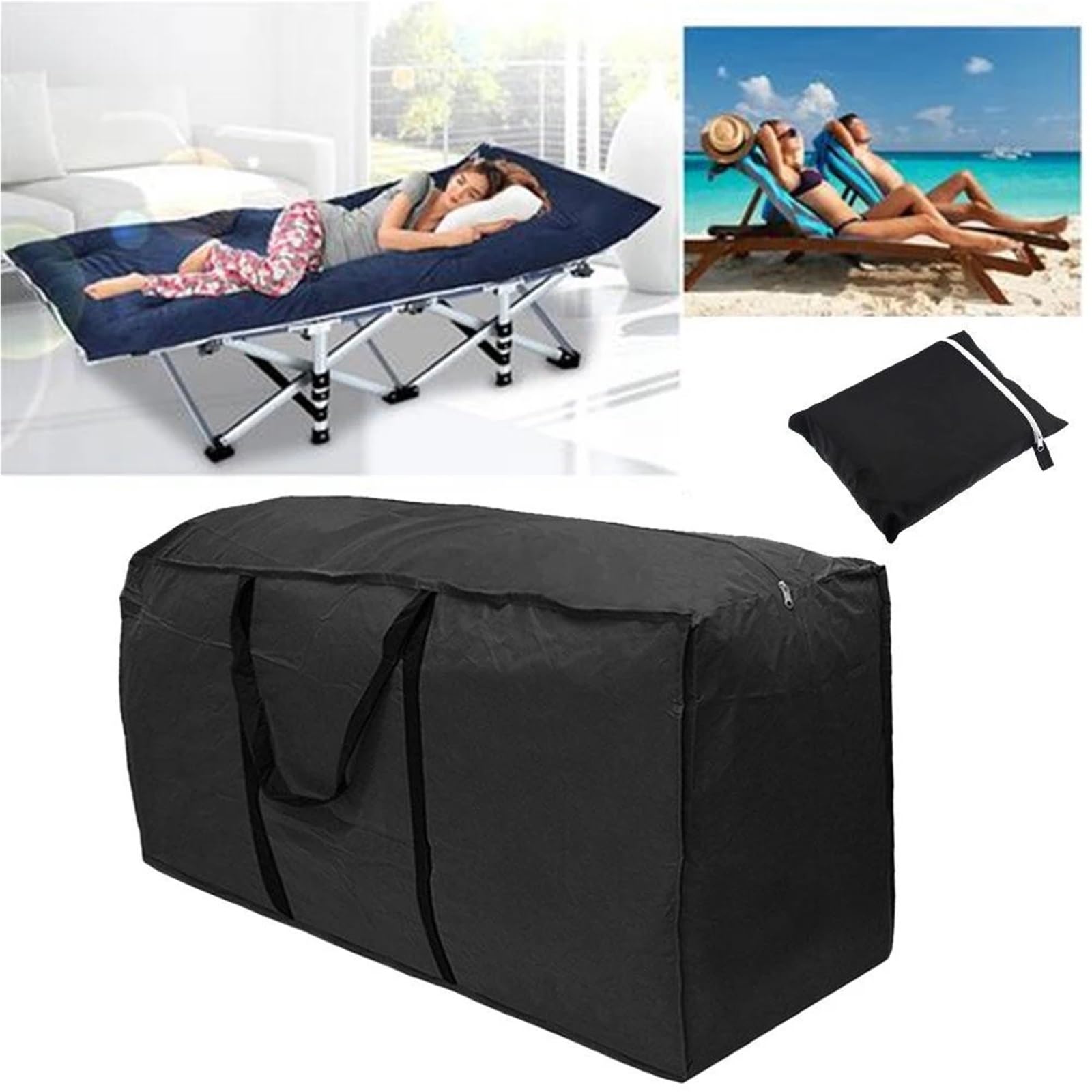 Borsa per Cuscini da Esterno Borsa portaoggetti for Cuscini da Giardino, Impermeabile, in Tessuto Oxford 210D, 1/2 Pezzi(2pcs 173X76X51CM)