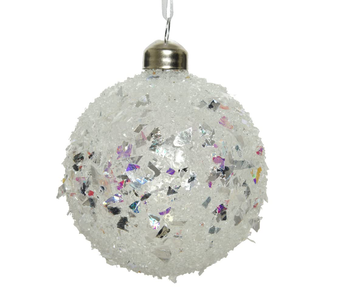 Kaemingk Weihnachtskugeln Glas 8cm x 12 Stück in Glitzer Effekt Christbaumkugeln Klar irisierend