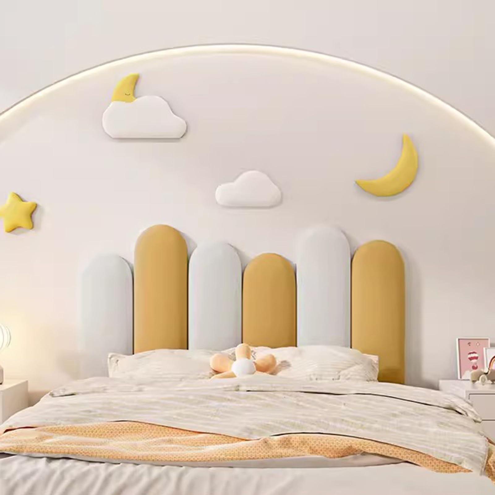 Gleedipre Single/Double Beds Headboards Upholstered wall panels Peel and stick 3D wall sticker Anti-fouling and scratch-resistant Decorative wall panels(V01,120x55cm)