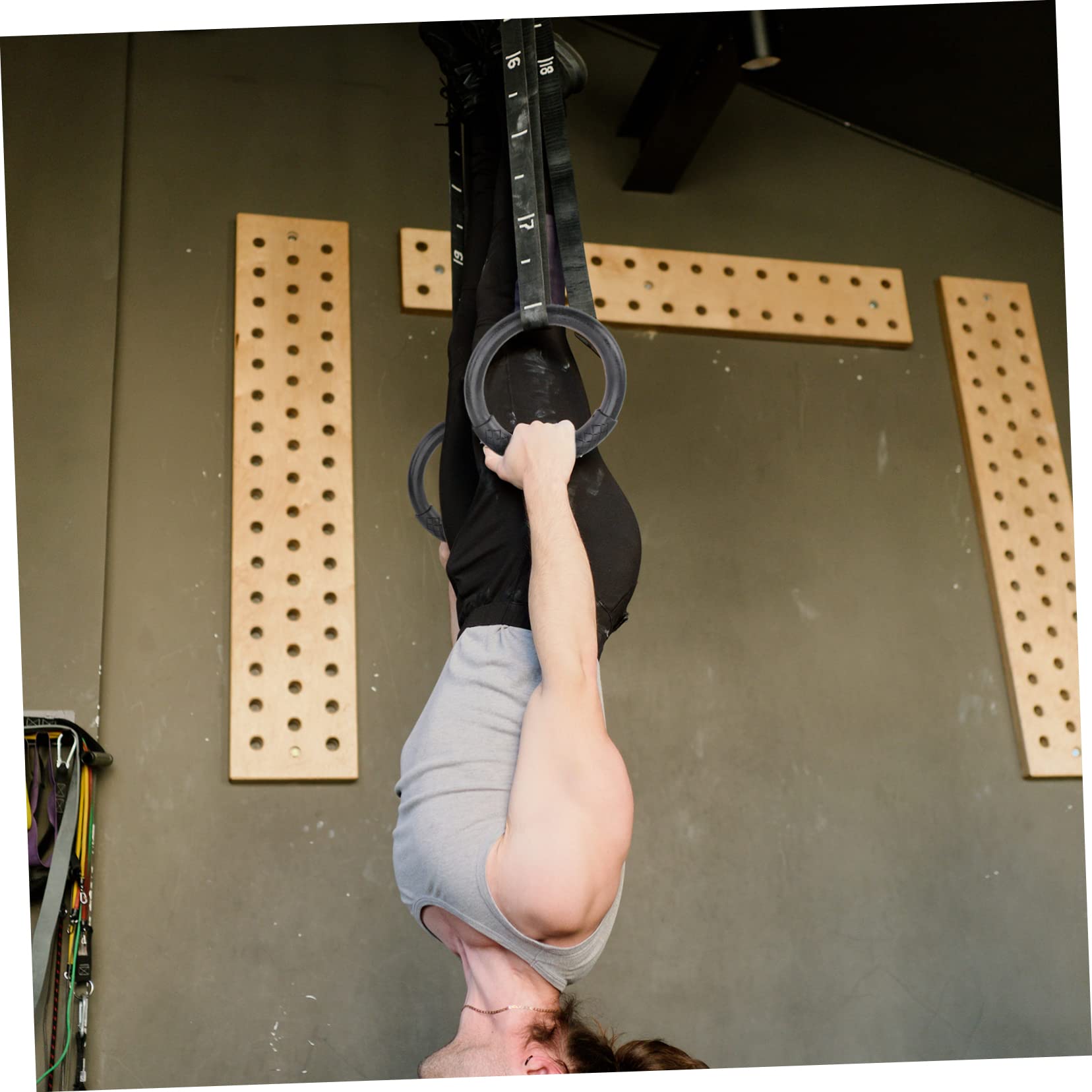 GALPADA 1Pair Abs Fitness Rings for Home Workouts Durable Exercise Rings for Muscle Training and Posture Correction for Full Body Strength and Therapy Use Black